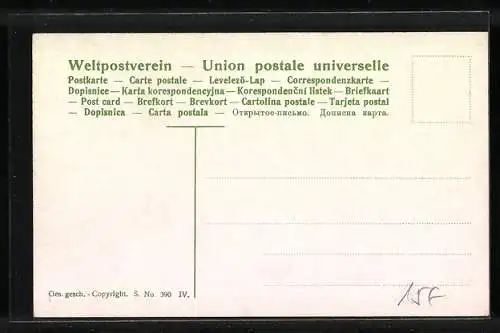 Lithographie Wanderer flieht vor dem heranbrausenden Auto