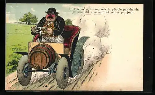 AK Auto mit Motorhaube in Bierfass-Gestalt