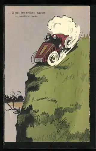 AK Auto rast auf einen Abgrund zu