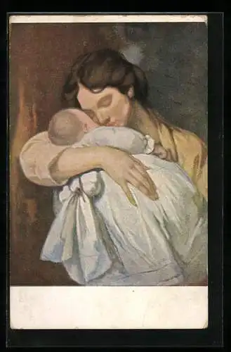 Künstler-AK G. Hirth`s Verlag, Serie: XI, 1., Junge Mutter mit Baby im Arm