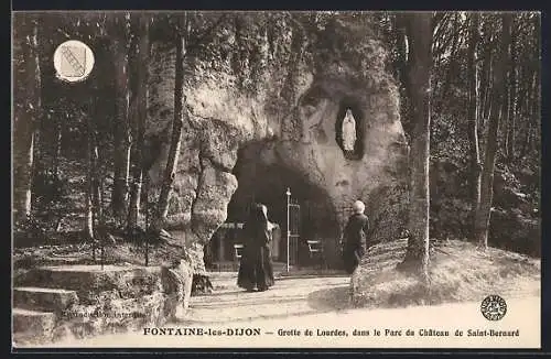 AK Fontaine-les-Dijon, Grotte de Lourdes, dans le Parc du Château de Saint-Bernard