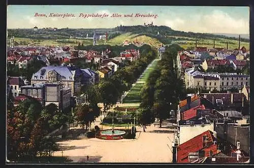 AK Bonn, Kaiserplatz mit Poppelsdorfer Allee und Kreuzberg