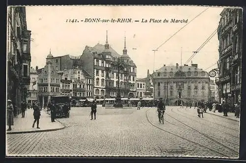 AK Bonn, Marktplatz mit Rathaus