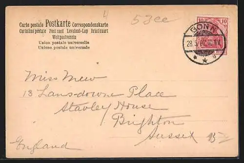 AK Bonn, Rheinbrücke mit Dampfer