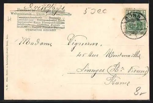 AK Bonn, Rheinbrücke mit Passanten