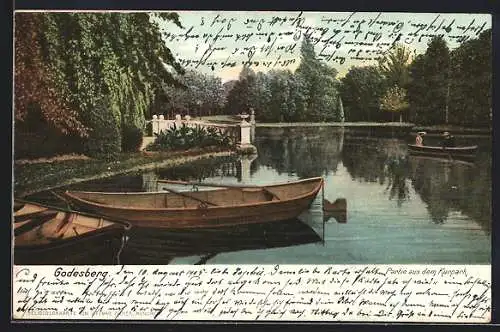 AK Godesberg, Partie aus dem Kurpark mit Booten