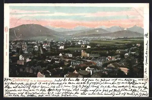 AK Godesberg, Ortsansicht m. d. Siebengebirge