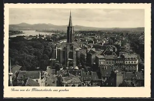 AK Bonn, Blick über den Ort auf das Siebengebirge