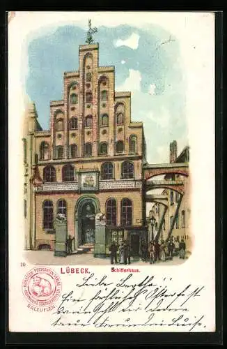 Lithographie Lübeck, Reklame für Hoffmann`s Stärkefabriken, Schifferhaus