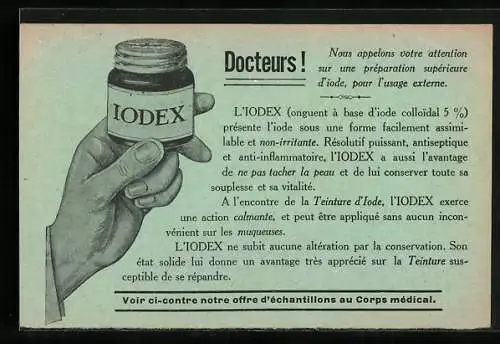 AK Iodex, Une préparation supérieure d`iode, pour l`usage externe