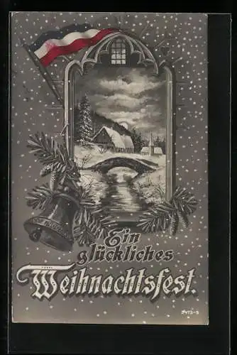 AK Winterliche Landschaft bei Mondschein, Weihnachtsgruss