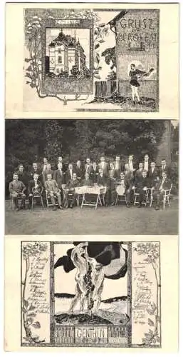 Klapp-AK Genthin, Bergfest 1912, Gruppenfoto, Seminar mit Sänger