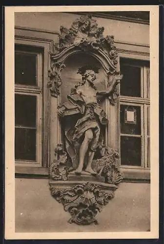 AK Würzburg, Häuserschmuck: Hl. Johannes der Täufer, Heinestrasse 7