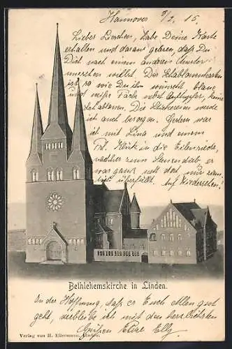 Künstler-AK Linden / Hannover, Bethlehemskirche