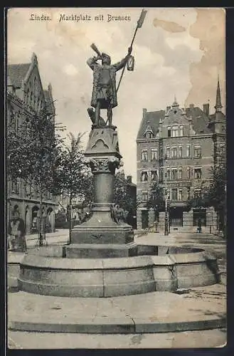 AK Linden / Hannover, Marktplatz mit Brunnen