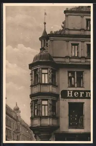 AK Würzburg, Erker am Haus zum schönen Eck, Marktplatz