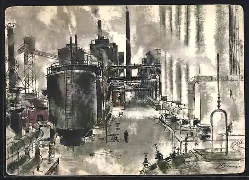 Künstler-AK Aral, Das Ruhrgebiet, In den Kokereien des Reviers..., Industrie