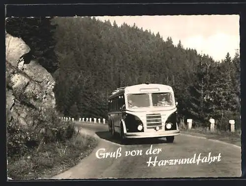 AK Bus IFAH6B, Gruss von der Harzrundfahrt