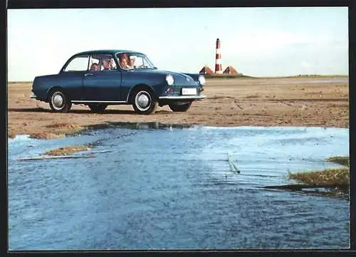 AK Volkswagen VW 1600 an der Nordsee, Auto
