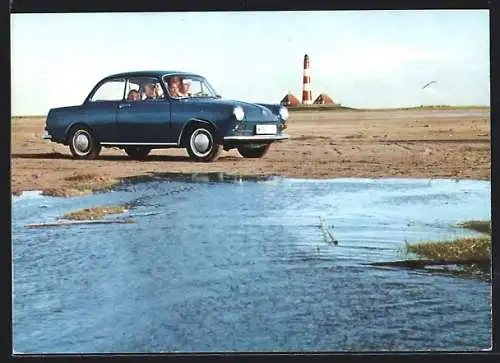 AK Volkswagen VW 1600 an der Nordsee, Auto