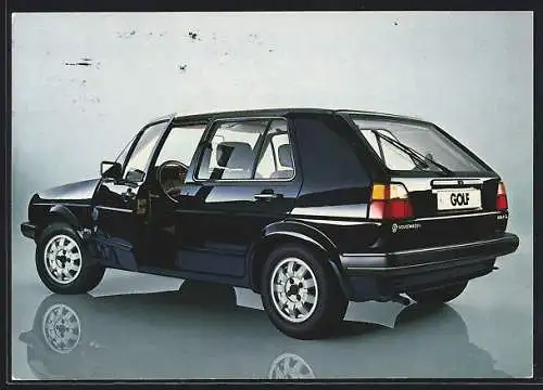 AK Auto VW Golf, Schwarzes viertüriges Fahrzeug, Reklame