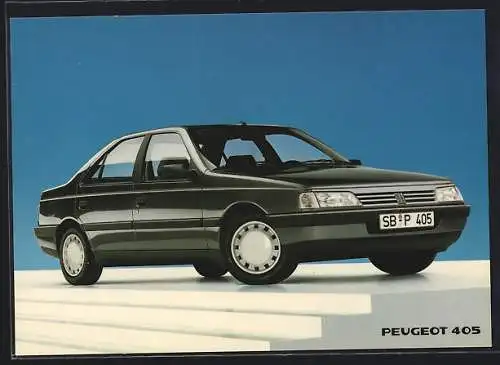 AK Auto Peugeot 405, viertüriges Fahrzeug mit Kennzeichen SB-P 405, Reklame