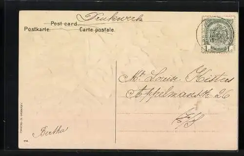 Künstler-AK Catharina Klein: Rose mit Knospen