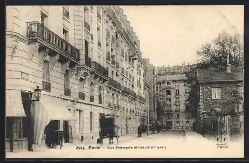 AK Paris, Rue Francois Millet, Strassenpartie