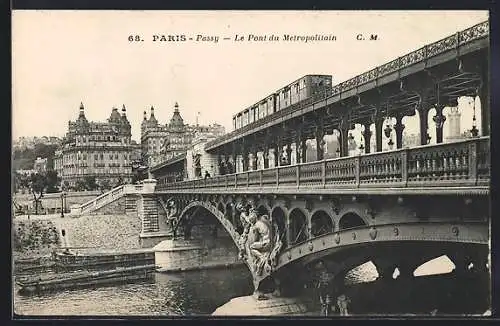 AK Paris, U-Bahn fährt über eine Brücke in der Stadt