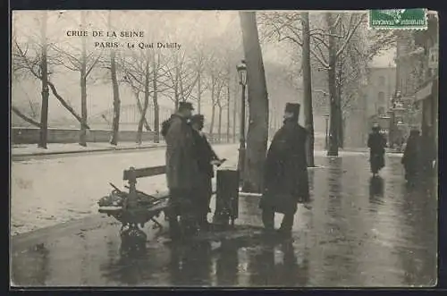 AK Paris, Crue de la Seine, Le Quai Derbilly