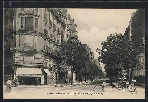 AK Paris-Auteuil, Rue Mozart, Strassenpartie