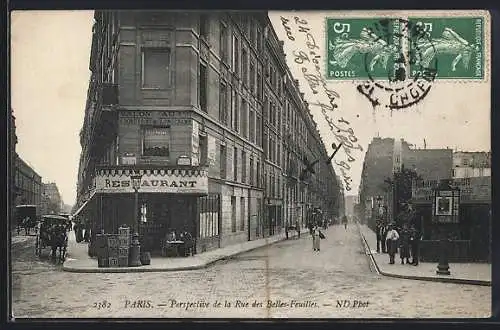 AK Paris, Perspective de la Rue des Belles-Feuilles, Strassenpartie