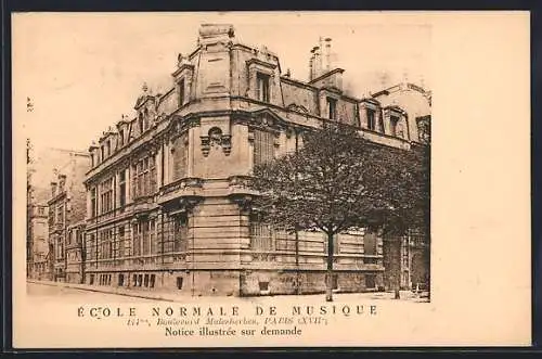 AK Paris, École Normale de Musique, 114 Boulevard Malesherbes