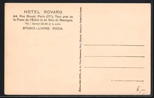 AK Paris, Hotel Rovaro, 44 Rue Brunel