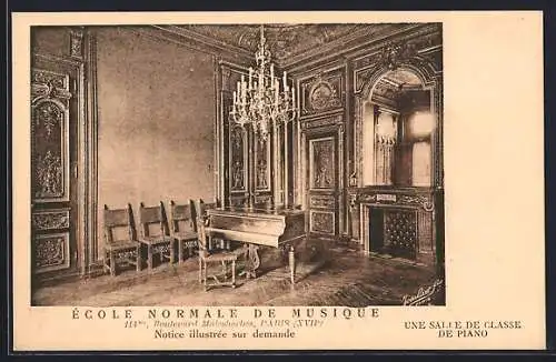 AK Paris, École Normale de Musique, 114 Boulevard Malesherbes, Une Salle de Classe de Piano