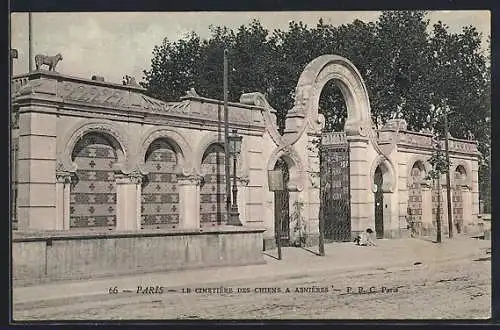 AK Asnières, Le Cimetiere des Chiens, Hundefriedhof, Eingang