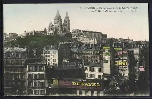 AK Paris, Sacré-Coeur de Montmartre, Panorama vers la basilique