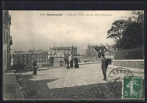 AK Paris, Montmartre, Vue sur Paris, prise des hauteurs