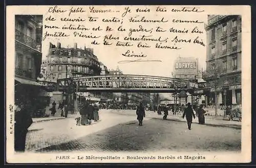 AK Paris, Le Métropolitain, Boulevards Barbès et Magenta