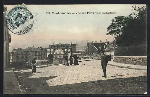 AK Paris, Montmartre, Vue sur Paris prise des hauteurs