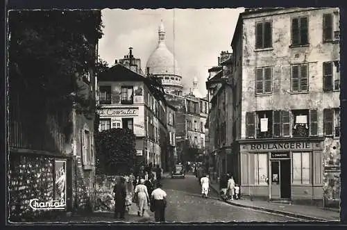 AK Paris, Montmartre, Rue Norvino et Basilique du Sacré-Coeur