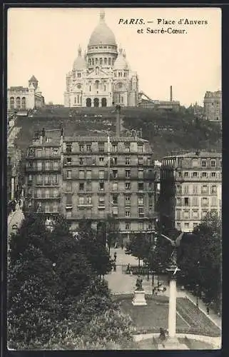 AK Paris, Place d`Anvers et Sacré-Coeur