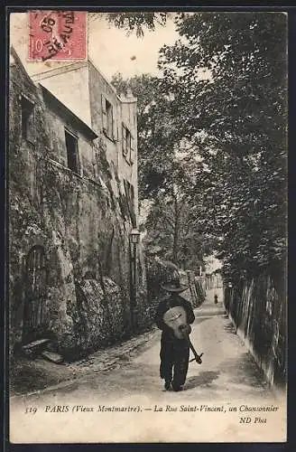 AK Paris, La Rue Saint-Vincent, un Chansonnier