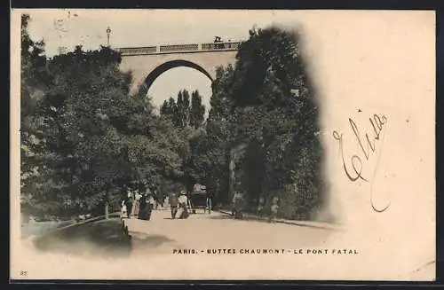 AK Paris, Buttes Chaumont, Le Pont Fatal