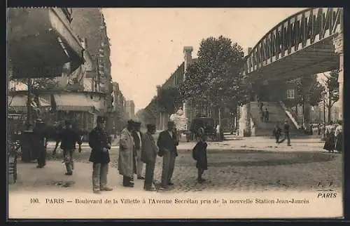 AK Paris, Boulevard de la Villette a l`Avenue Secrétan pris de la nouvelle Station Jean-Jaurès