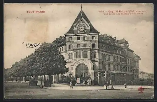 AK Paris, Hopital Rothschild, vue prise des Buttes-Chaumont