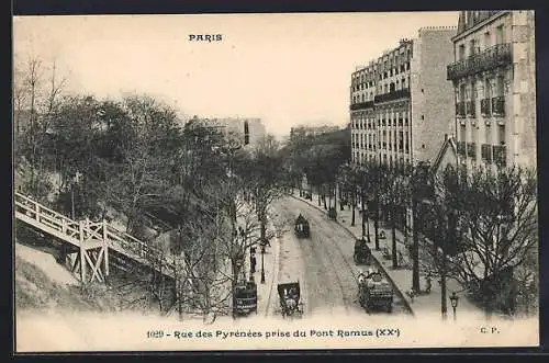 AK Paris, Rue des Pyrénées prise du Pont Ramus