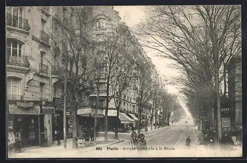 AK Paris, Avenue Gambetta à la Mairie