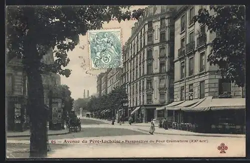 AK Paris, Avenue du Père-Lachaise, Perspective du Four Crématoire