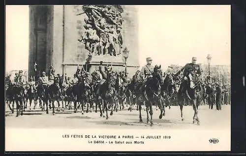 AK Paris, Les Fetes de la Victoire 14.06.1919, Le Defile-Le Salut aux Morts